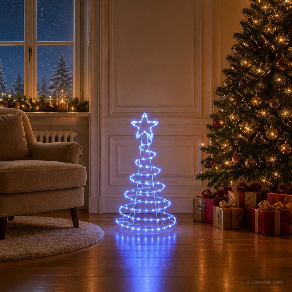 vidaXL LED-ljusskylt julgran LOVIISA 100 LED-lampor Blå 51 x 99 cm