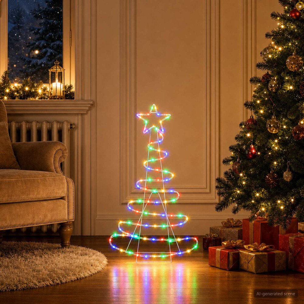 vidaXL LED-ljusskylt julgran LOVIISA 100 LED-lampor Mångfärgad