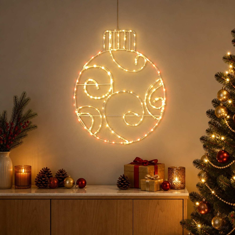 vidaXL Lysande julkula LOVIISA 160 LED-lampor Röd 55 x 65 cm