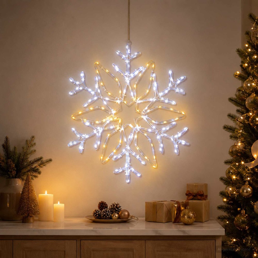 vidaXL Julbelysning snöflinga LOVIISA 140 LED-lampor Kallvit