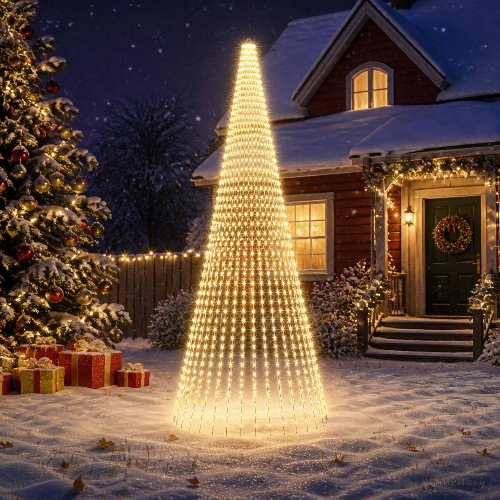 vidaXL Julgransbelysning med markspjut EKENAS 1632 LED-lampor Varmvit