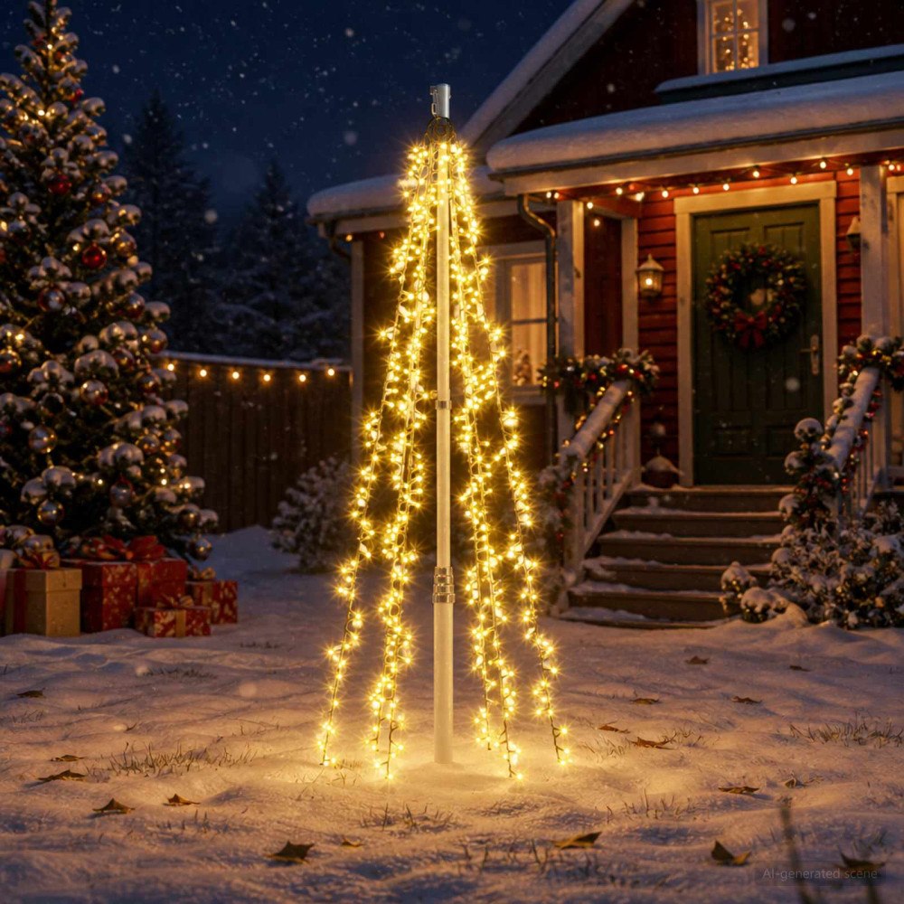 vidaXL Julgransbelysning med markspett EKENAS 540 LED-lampor Varmvit