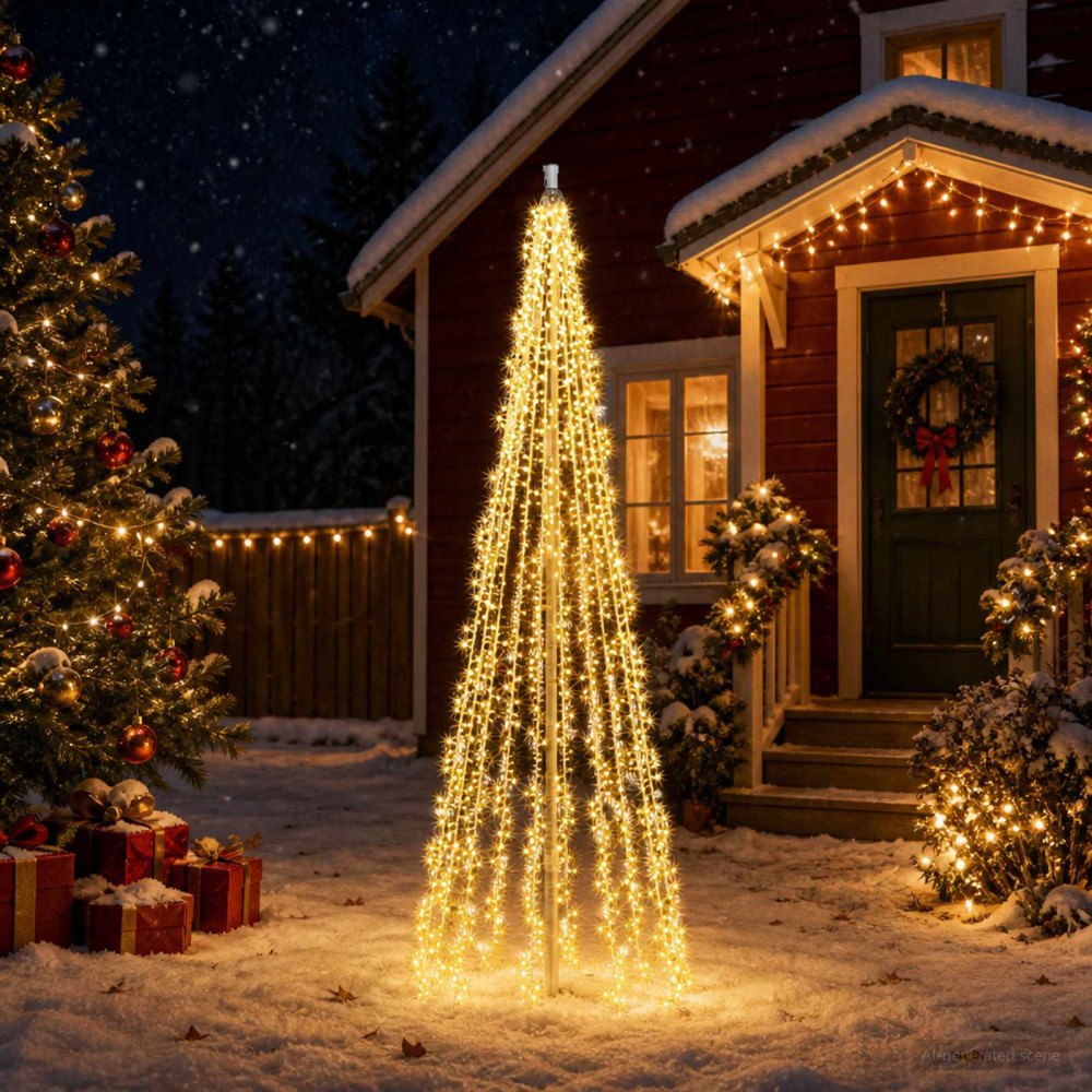 vidaXL Julgransbelysning med markspett EKENAS 1550 LED-lampor Varmvit
