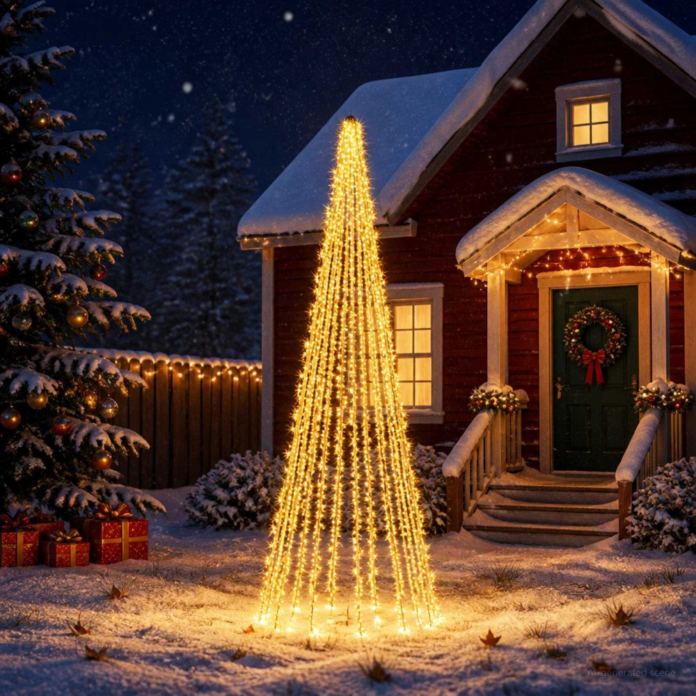 vidaXL Julgransbelysning med markspett EKENAS 1608 LED-lampor Varmvit
