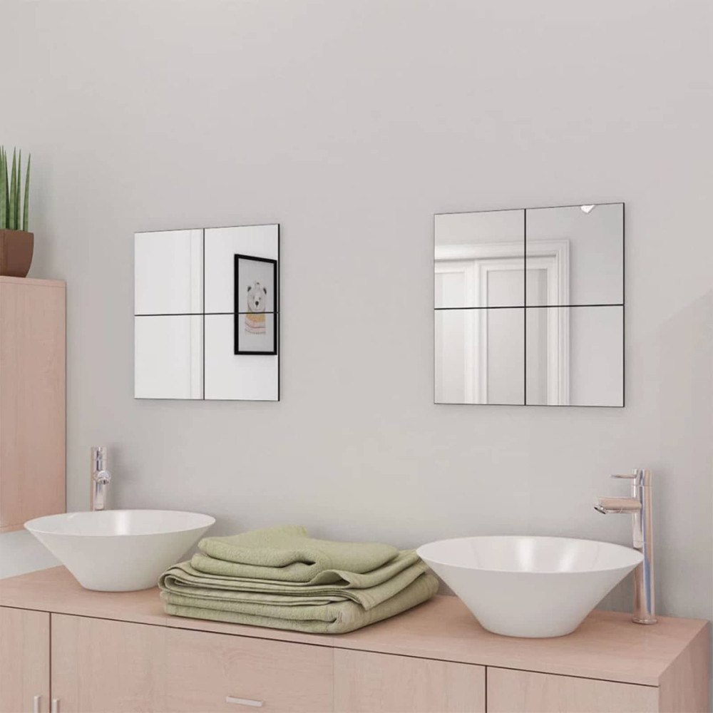 vidaXL Speglar 8 st Silver 20,5 x 20,5 x 0,4 cm Högkvalitativt glas