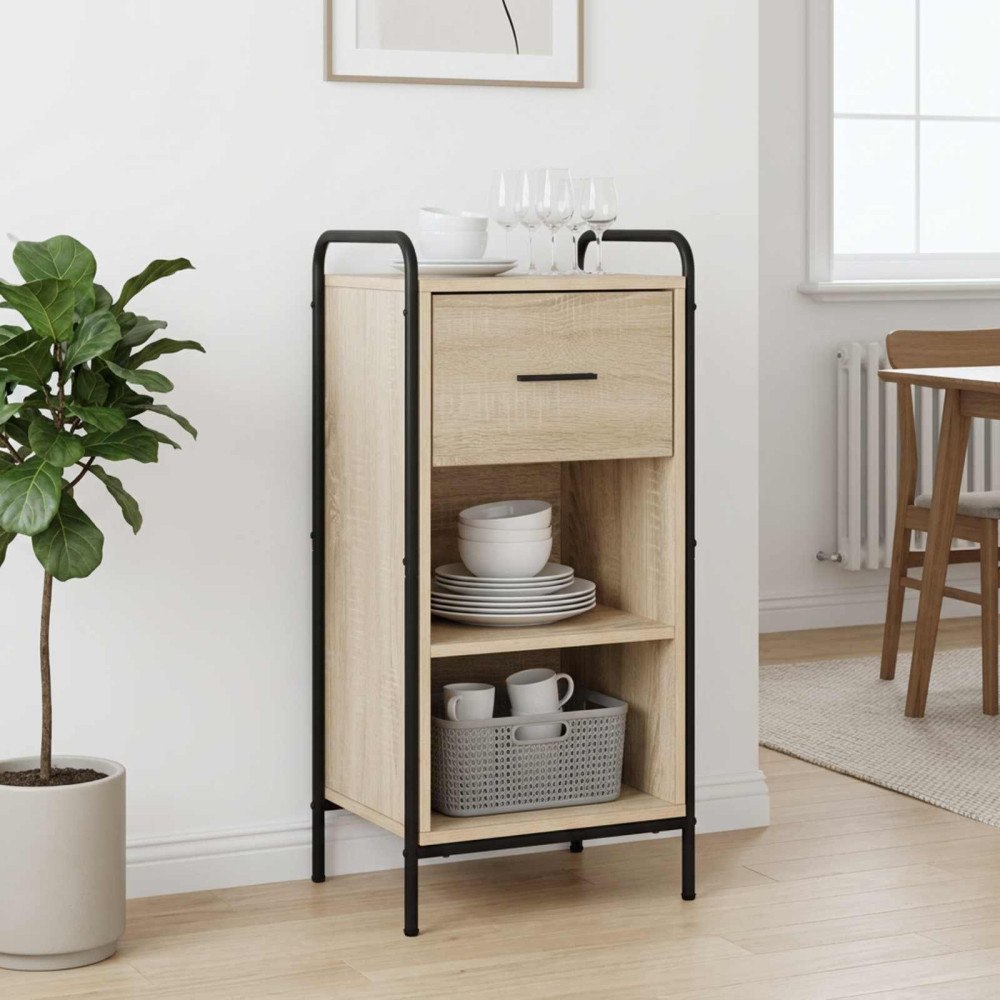 vidaXL Sideboard Sonoma-ek 97 x 33 x 81 cm Konstruerat trä