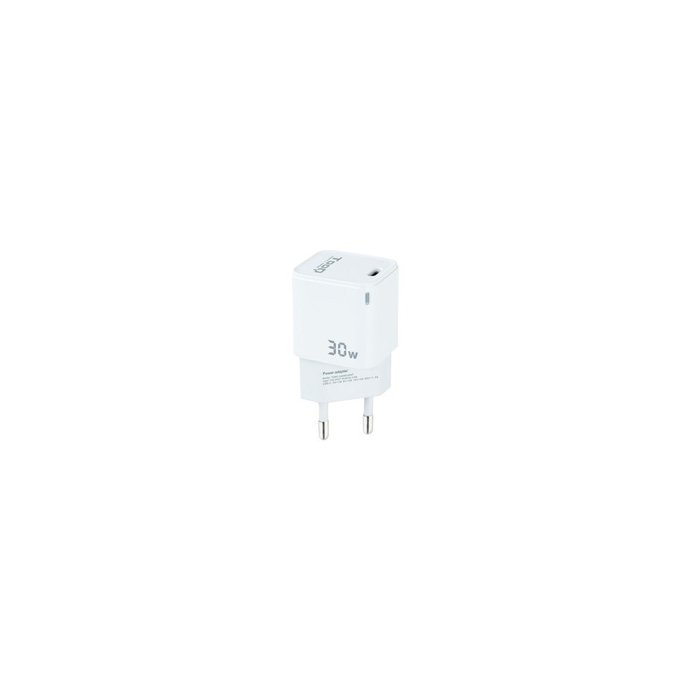 TooQ TooQ TQWC-GANPD30WT väggladdare 30 W USB-C/USB-A PD GaN, vit