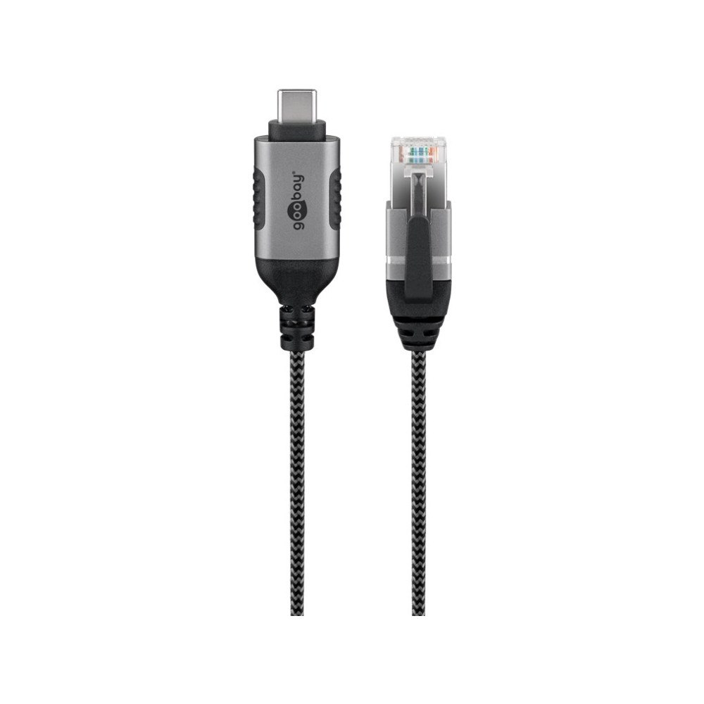 Goobay Goobay 74406 USB-C till RJ45-kabel 7,5 m 1 Gbit/s, svart/sil...