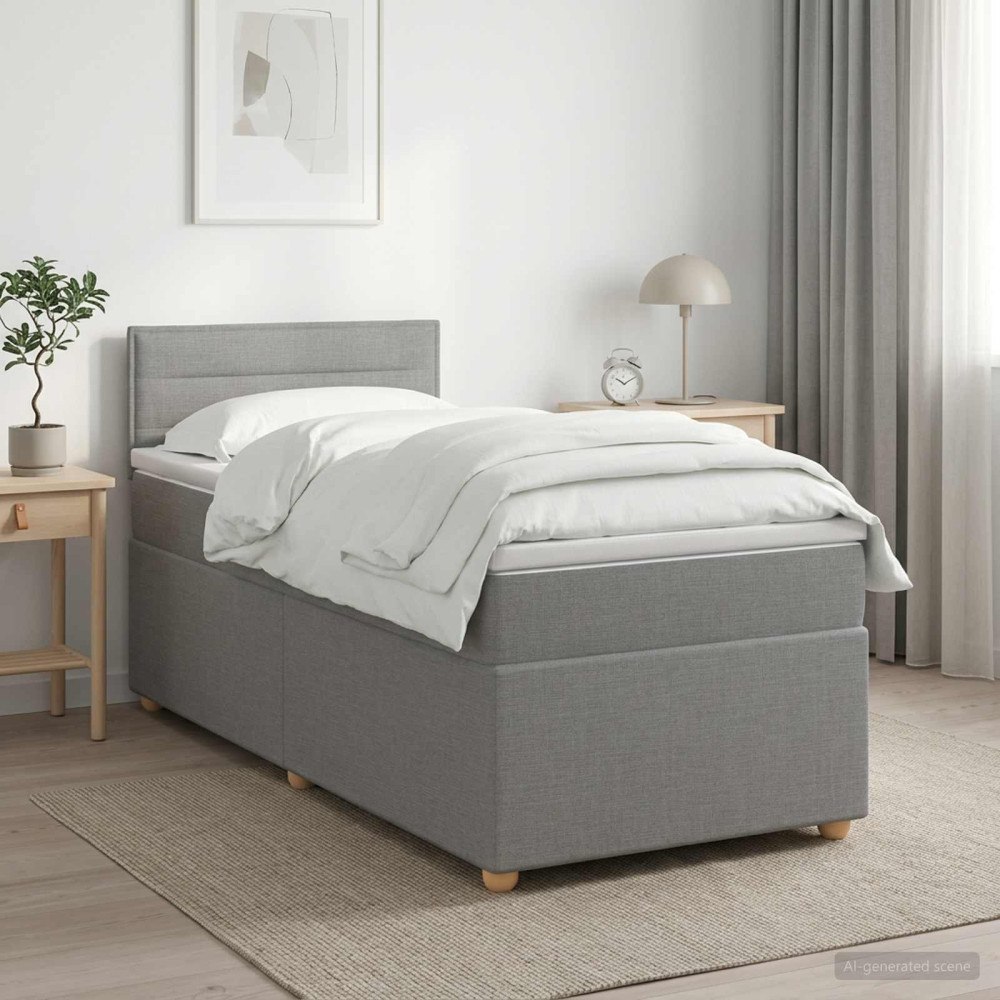 vidaXL Kontinentalsäng med madrass Ljusgrå 100 x 200 cm Tyg