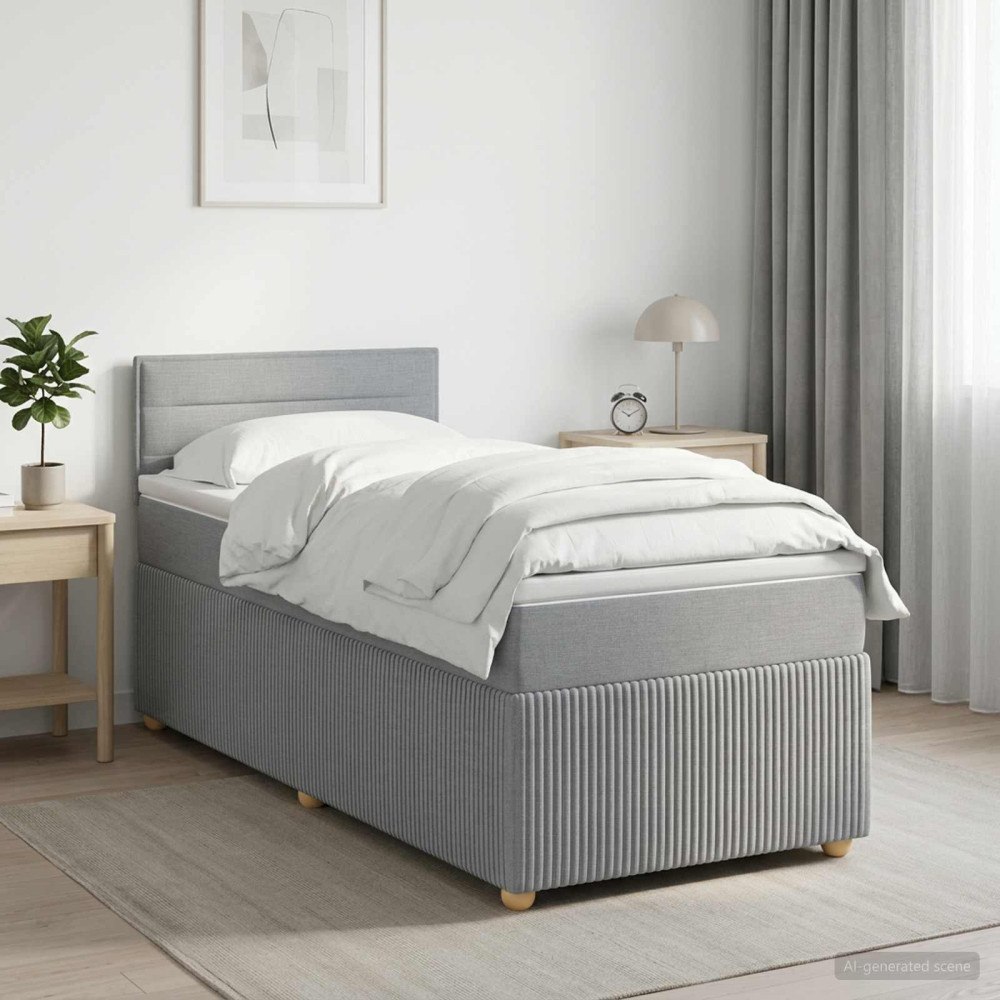 vidaXL Kontinentalsäng med madrass Ljusgrå 100 x 200 cm Tyg