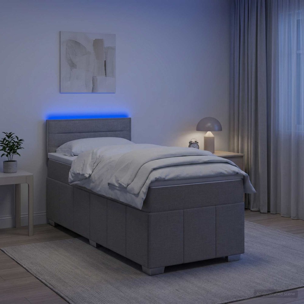 vidaXL Kontinentalsäng med madrass Ljusgrå 100 x 200 cm Tyg