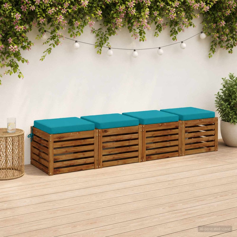 vidaXL Sittkuddar SOEST 4 st 100% Polyester Turkos 45 x 45 x 7 cm