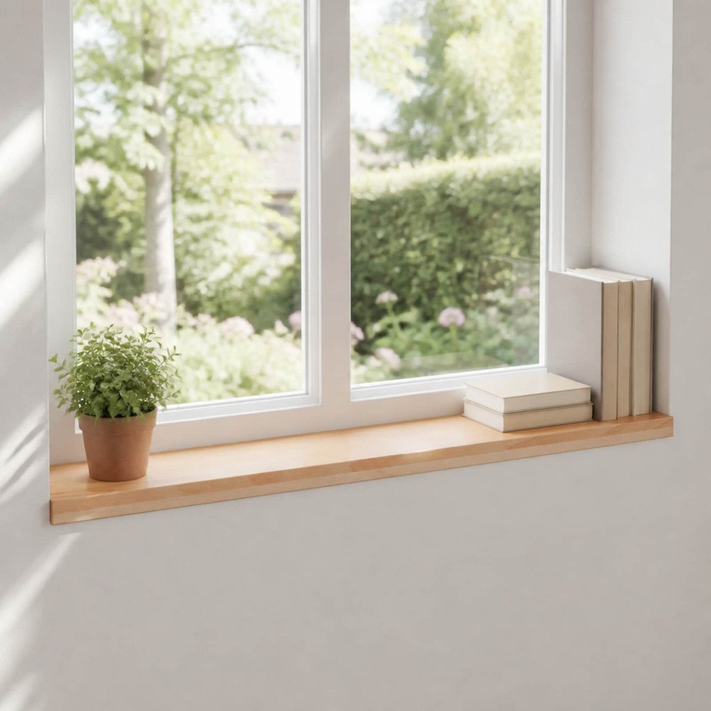 vidaXL Fönsterbrädor 2 st Naturlig 80x 20 x 2 cm Massivt bokträ