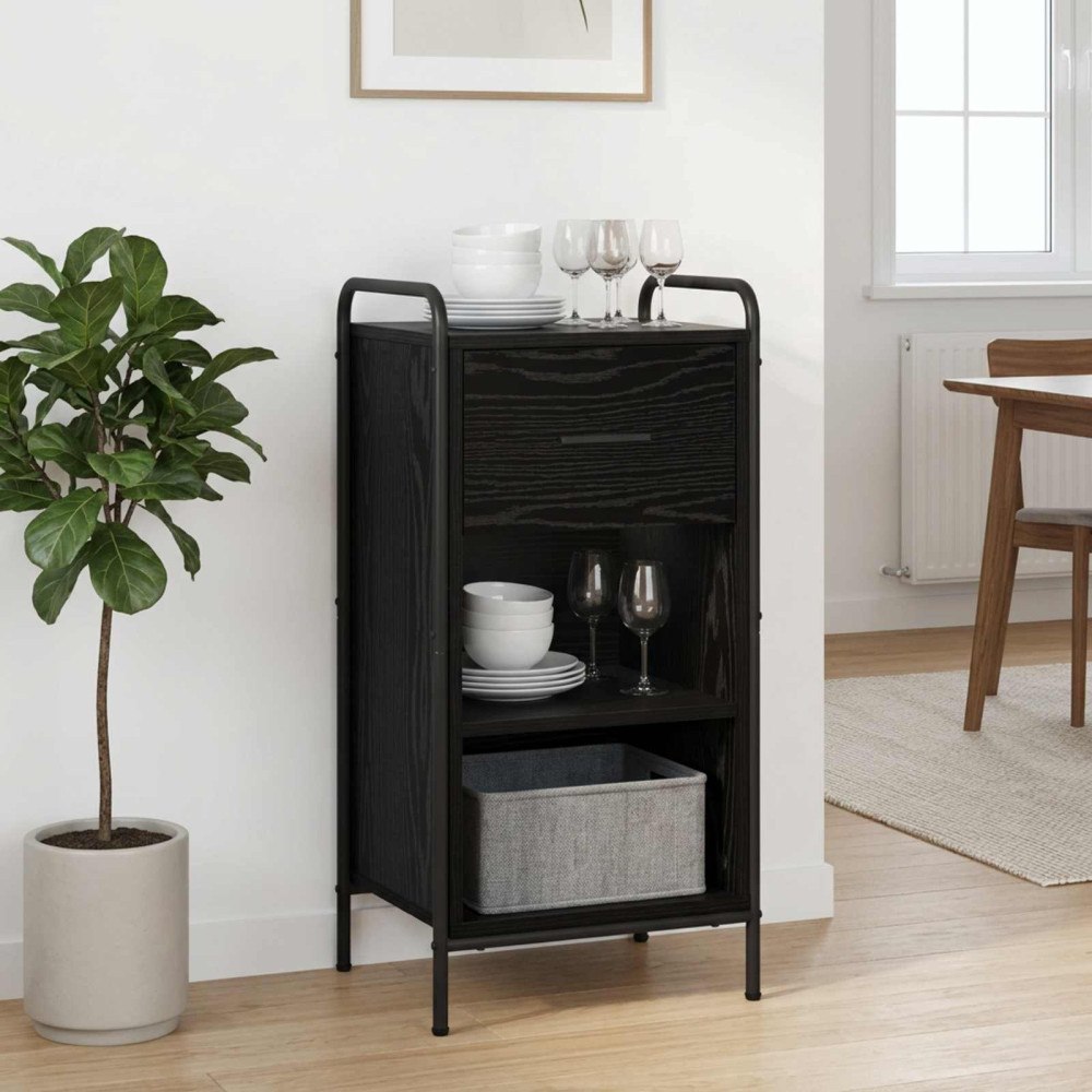 vidaXL Sideboard Svart ek 97 x 33 x 81 cm Konstruerat trä