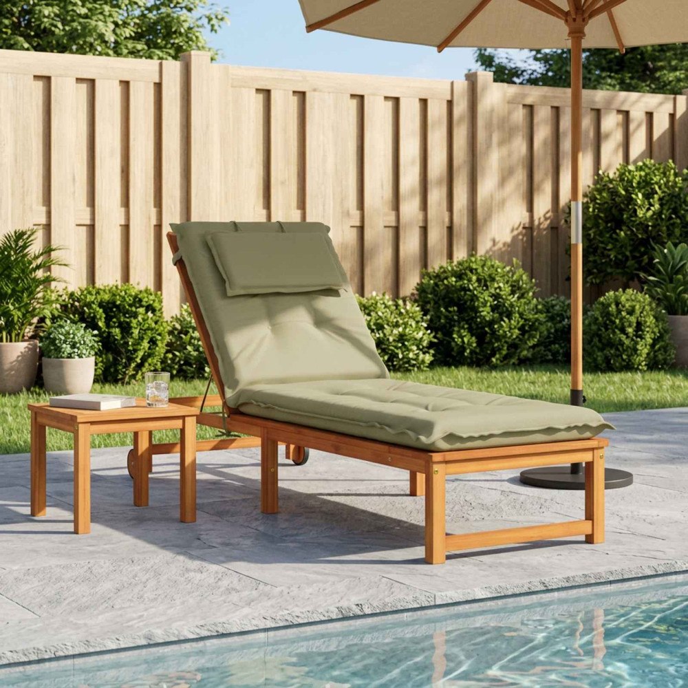 vidaXL Solstol Kudde GEMERT 100% Polyester Ljusgrön 190 x 60 x 9 cm