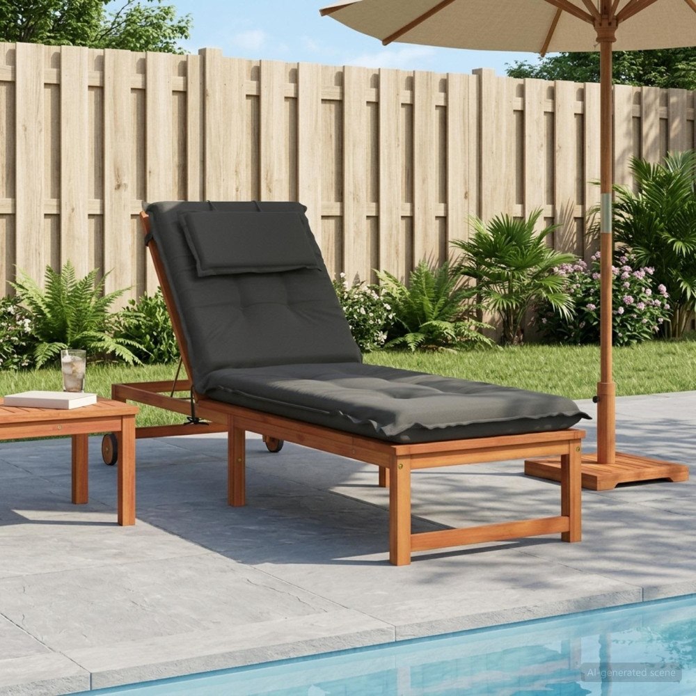 vidaXL Solstol Kudde GEMERT 100% Polyester Antracit 190 x 60 x 9 cm