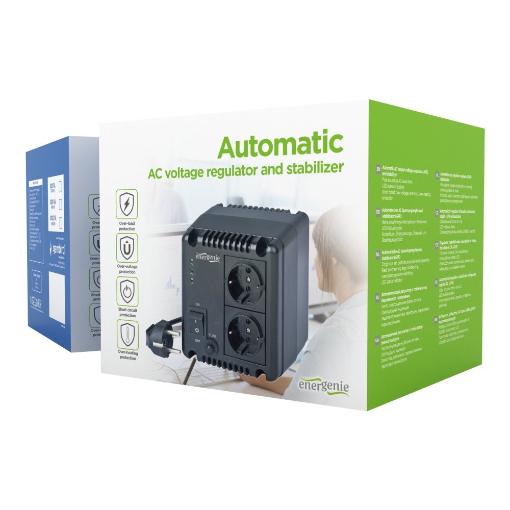 Gembird EnerGenie EG-AVR-1001 - automatisk spänningsregulator - 600 watt - 1000 VA