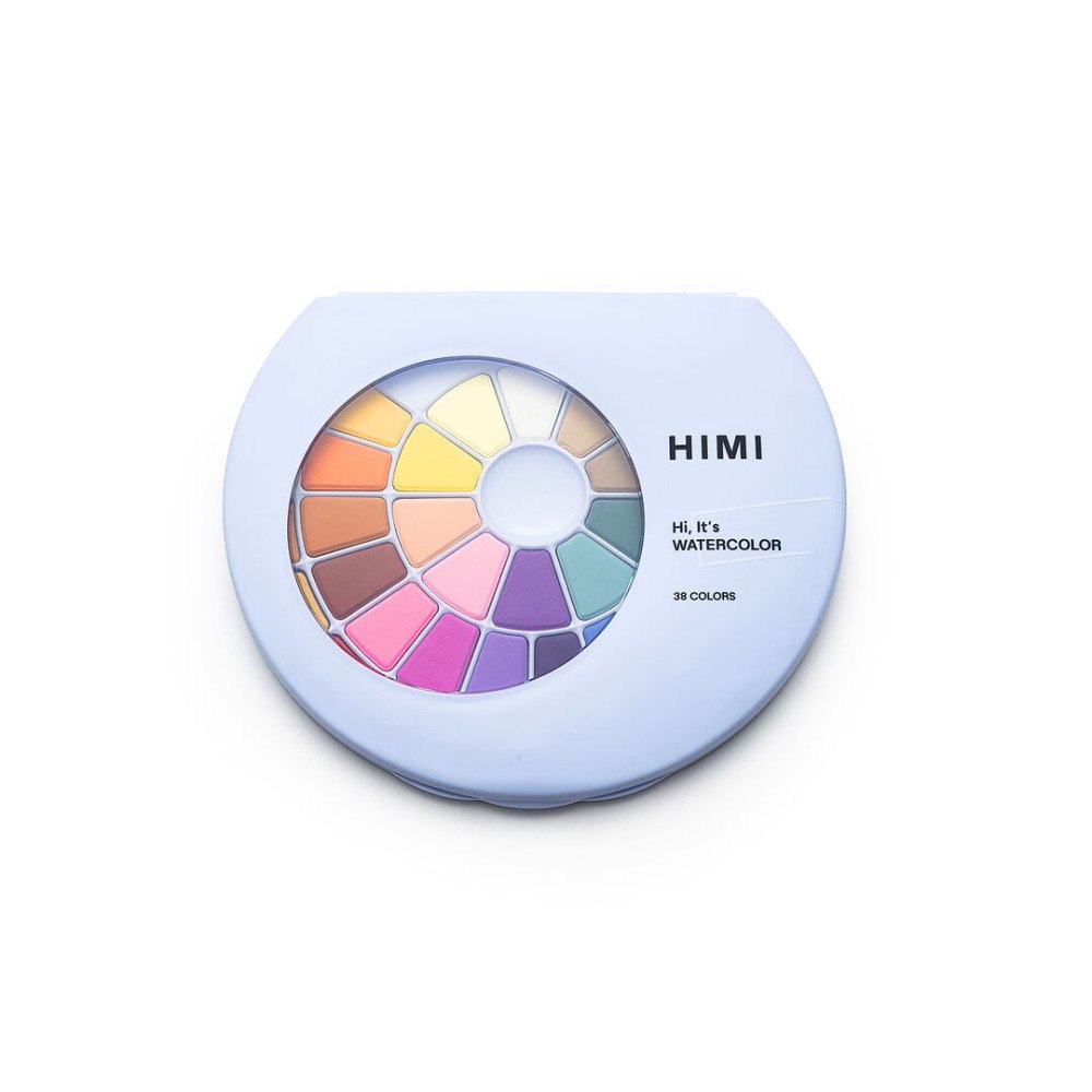 HIMI HIMI fast akvarellfärg – 38 färger, blå / HIMI Solid Watercolour Set –38, Pans Blue Edition