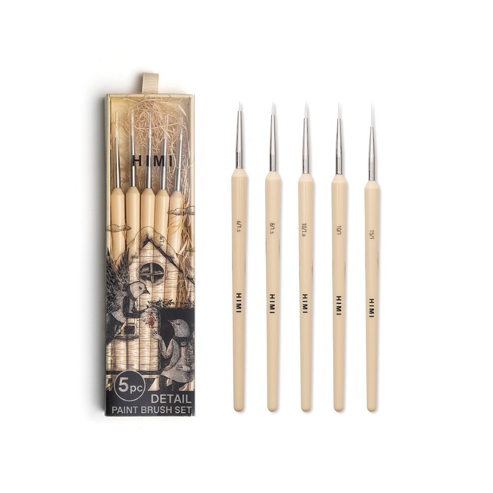 HIMI HIMI detaljpenslar – 5 gula runda penslar / HIMI Brush Set of 5