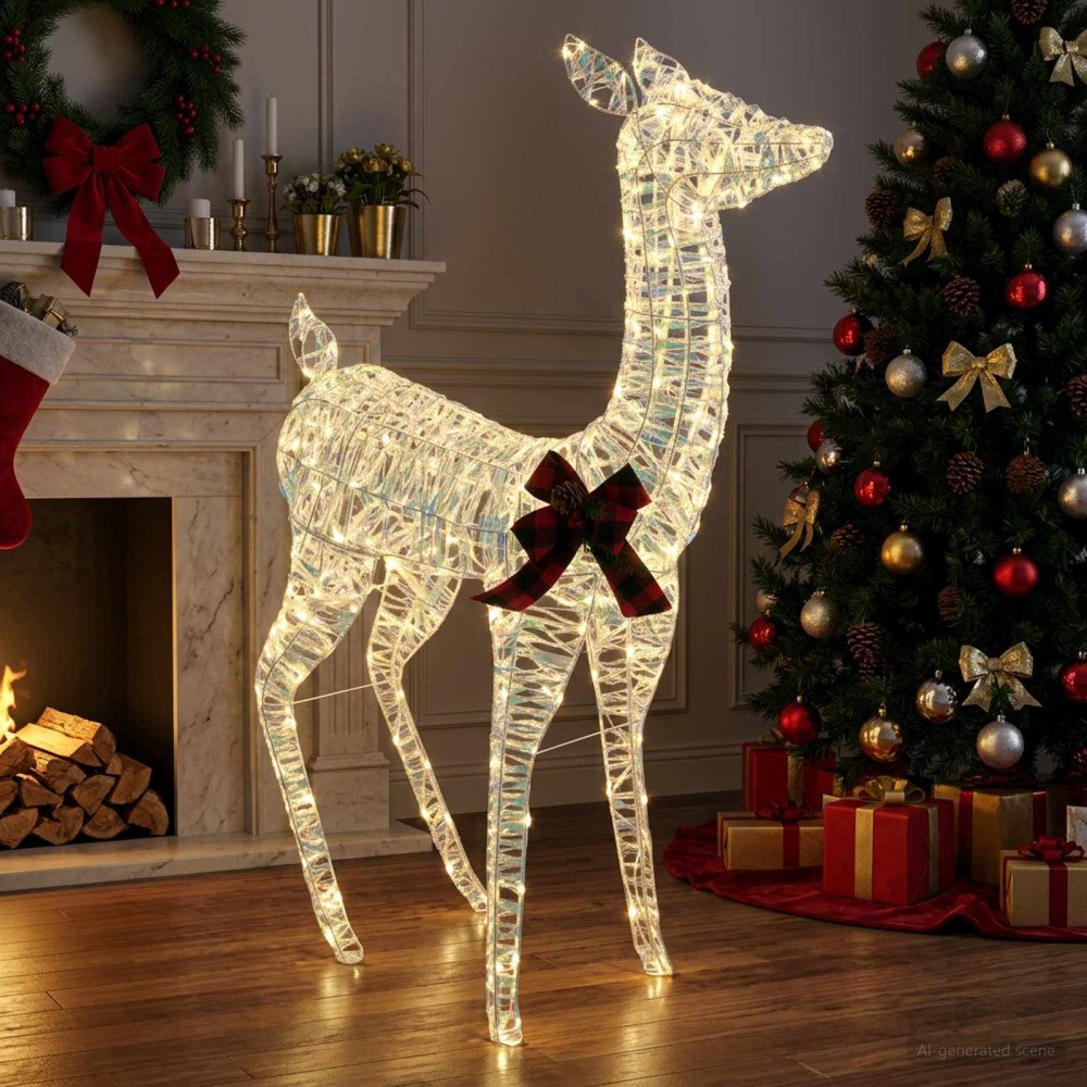 vidaXL 3D Julren LOVIISA 200 LED-lampor Varmvit 96 x 40 x 140 cm