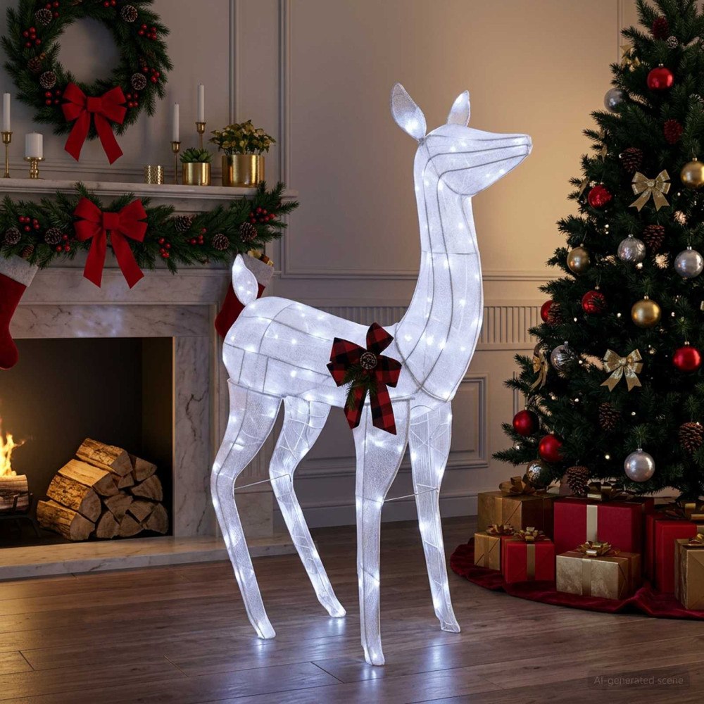 vidaXL 3D Julren LOVIISA 200 LED-lampor Kallvit 96 x 40 x 140 cm