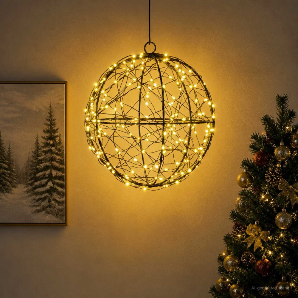 vidaXL Julfinialslampa 200 LED-lampor Varmvit Diameter 20 x 22 cm