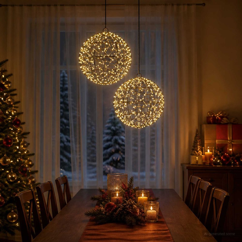 vidaXL Julfinialslampa 2 st 600 LED-lampor Varmvit Diameter 30 x 32 cm