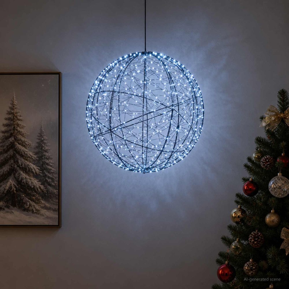 vidaXL Julfinialslampa 500 LED-lampor Kallvit Diameter 40 x 42 cm