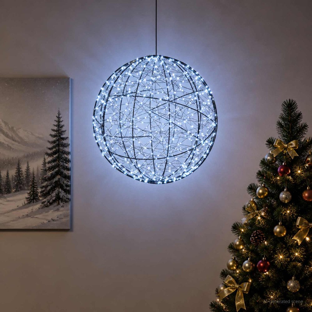 vidaXL Julfinialslampa 950 LED-lampor Kallvit Diameter 60 x 63 cm