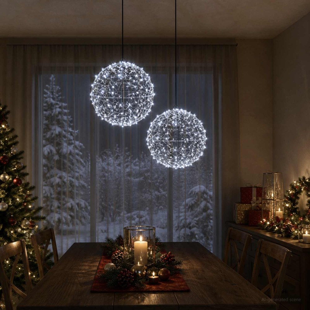 vidaXL Julfinialslampa 2 st 600 LED-lampor Kallvit Diameter 30 x 32 cm