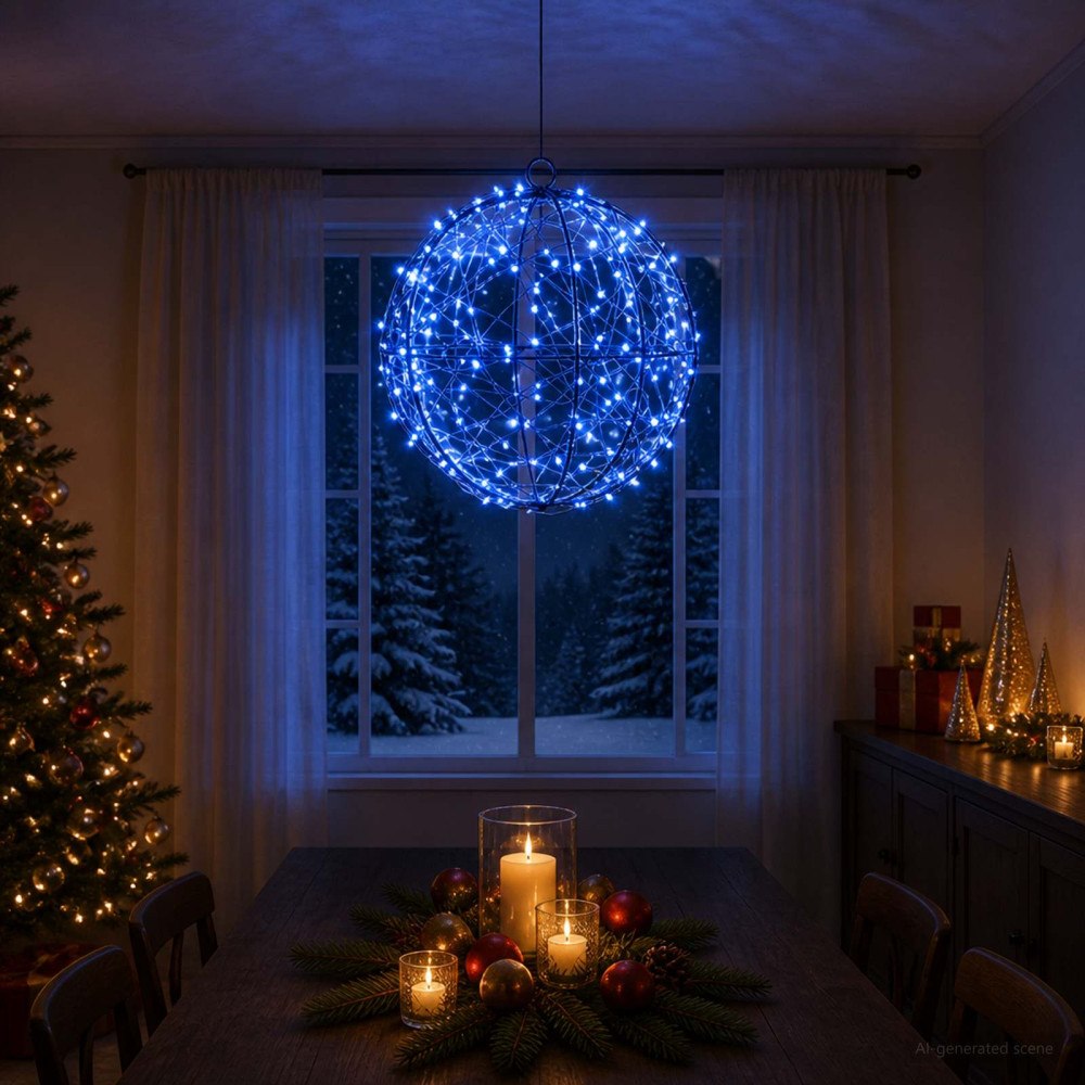 vidaXL Julfinialslampa 200 LED-lampor Blå Diameter 20 x 22 cm