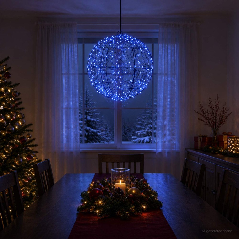 vidaXL Julfinialslampa 300 LED-lampor Blå Diameter 30 x 32 cm