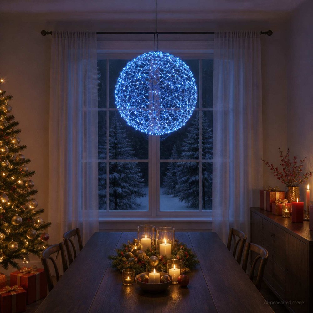 vidaXL Julfinialslampa 950 LED-lampor Blå Diameter 60 x 63 cm