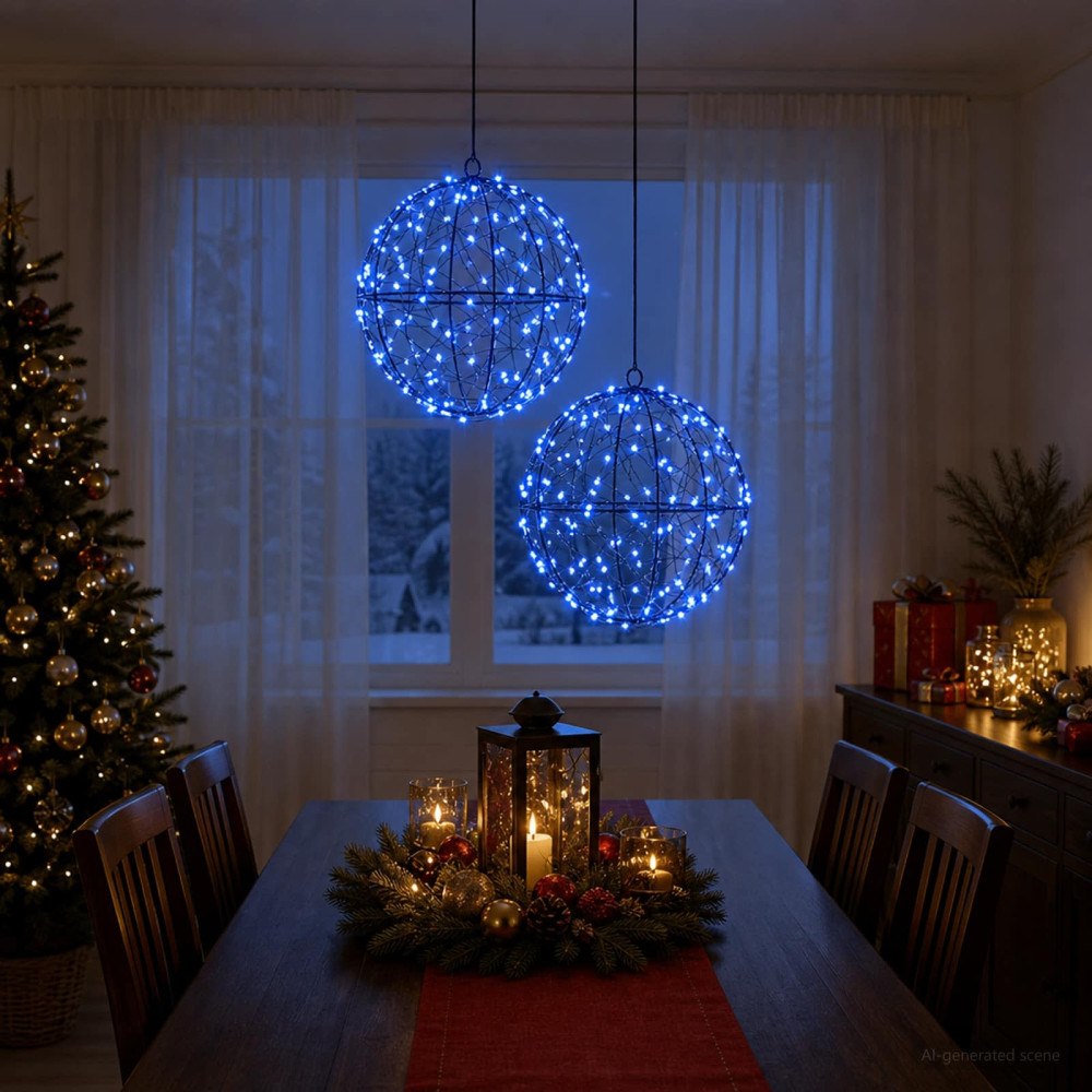vidaXL Julfinialslampa 2 st 400 LED-lampor Blå Diameter 20 x 22 cm
