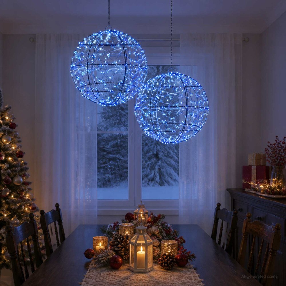 vidaXL Julfinialslampa 2 st 600 LED-lampor Blå Diameter 30 x 32 cm