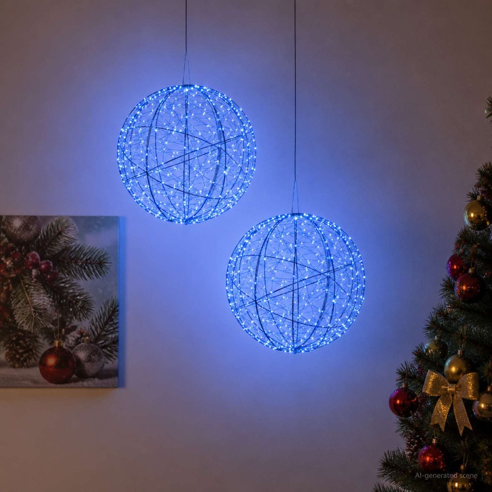 vidaXL Julfinialslampa 2 st 1000 LED-lampor Blå Diameter 40 x 42 cm