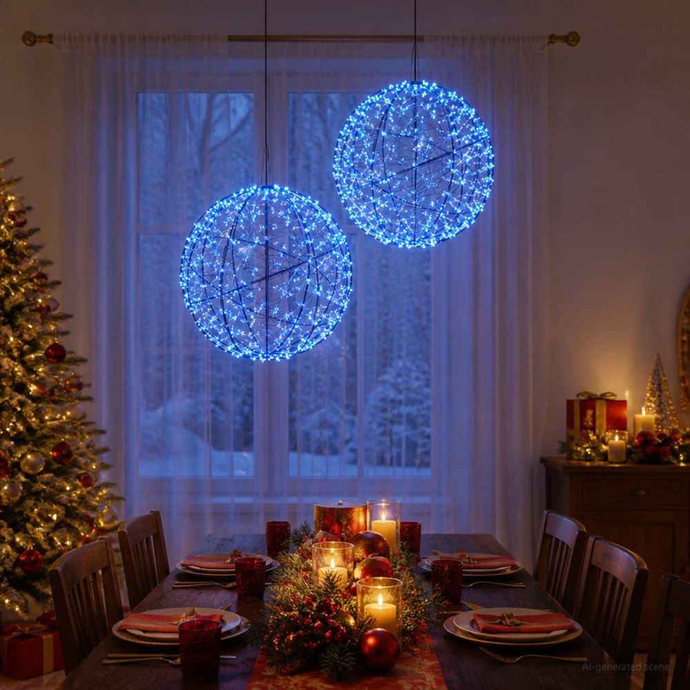 vidaXL Julfinialslampa 2 st 1500 LED-lampor Blå Diameter 50 x 52 cm