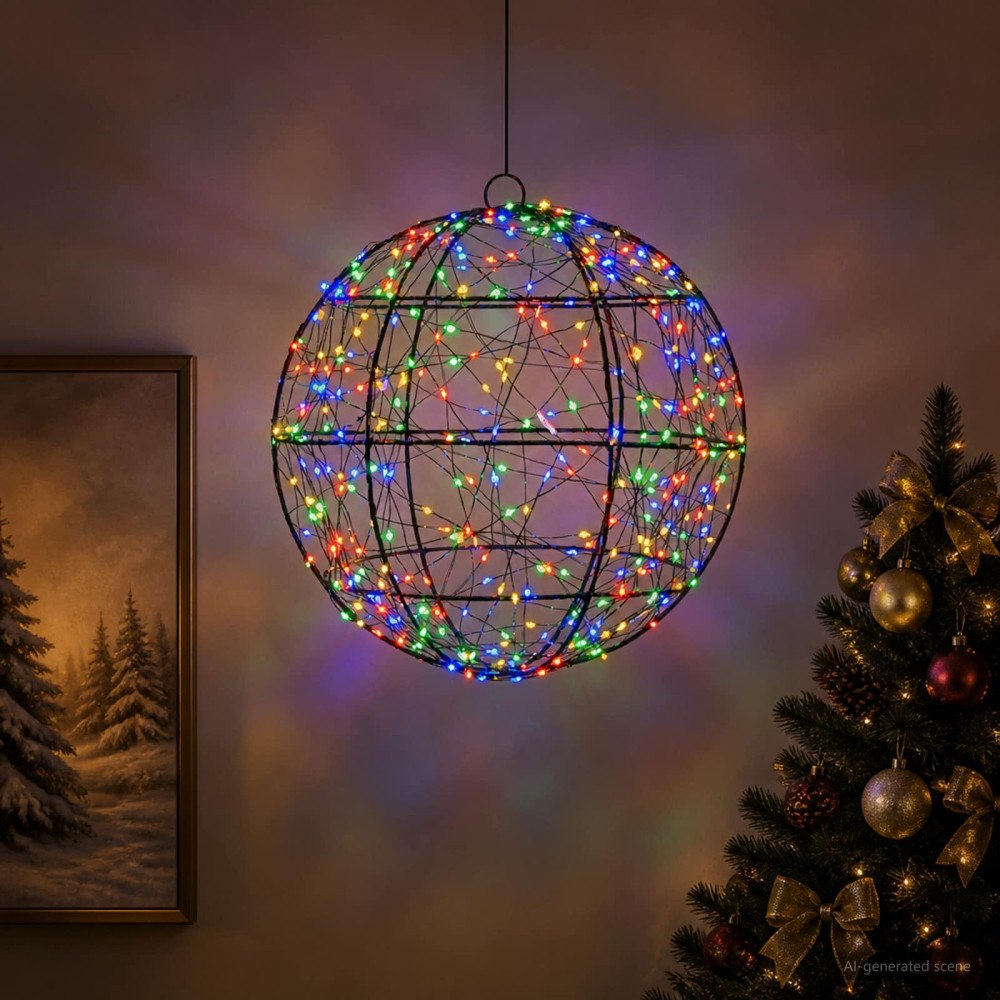 vidaXL Julfinialslampa 300 LED-lampor Mångfärgad Diameter 30 x 32 cm