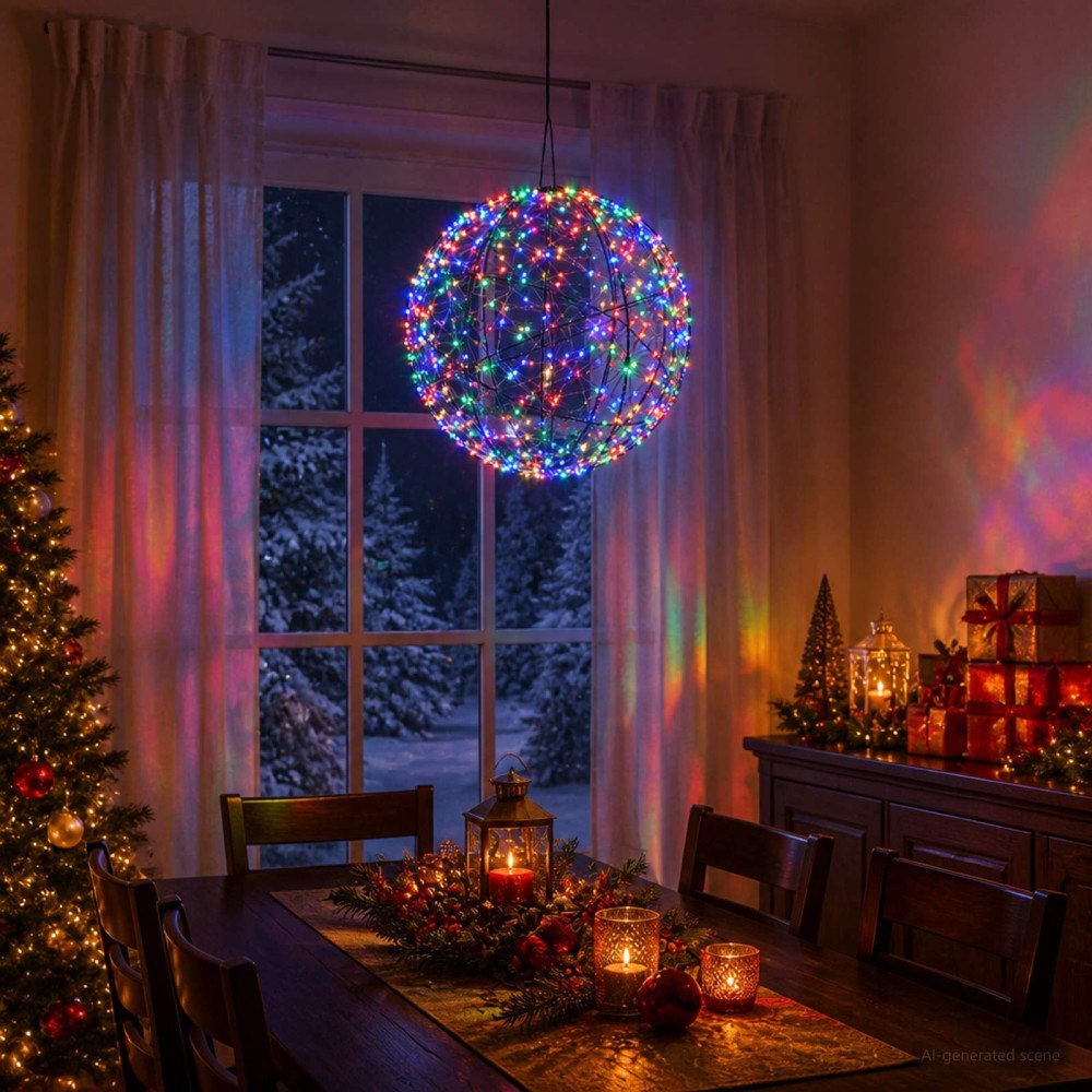vidaXL Julfinialslampa 500 LED-lampor Mångfärgad Diameter 40 x 42 cm