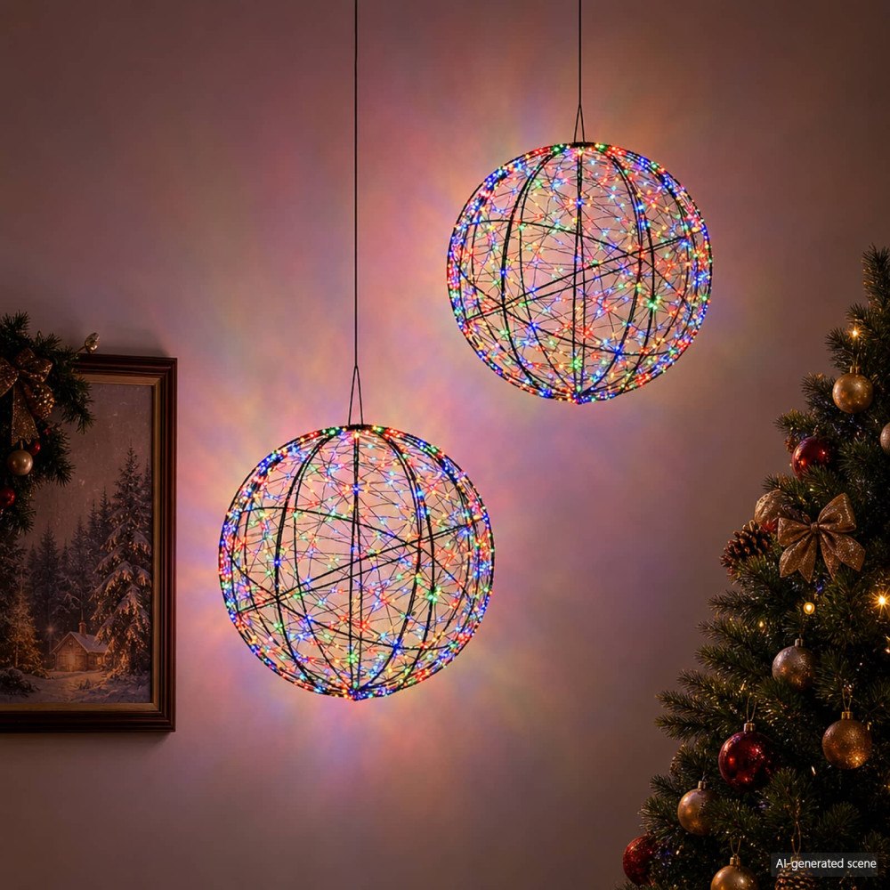 vidaXL Julfinialslampa 2 st 1000 LED-lampor Mångfärgad Ø 40 x 42 cm
