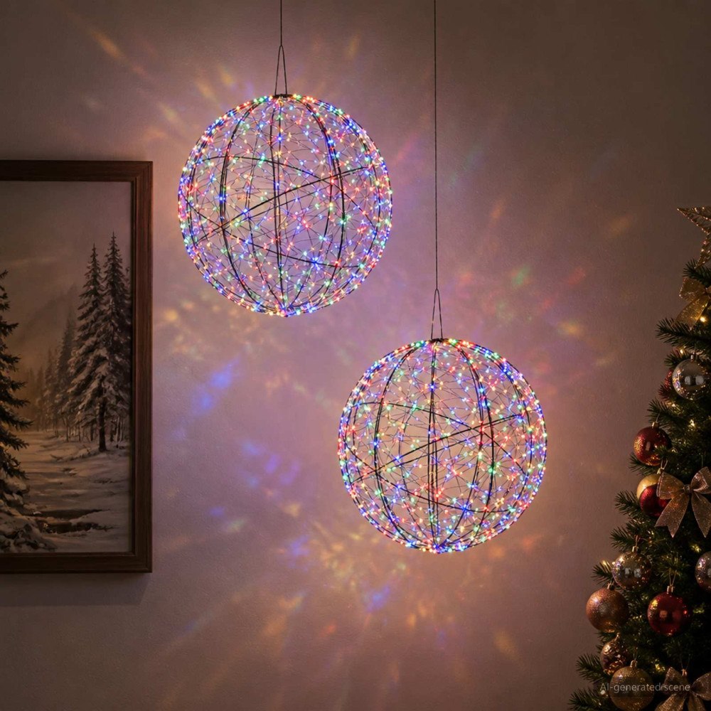 vidaXL Julfinialslampa 2 st 1500 LED-lampor Mångfärgad