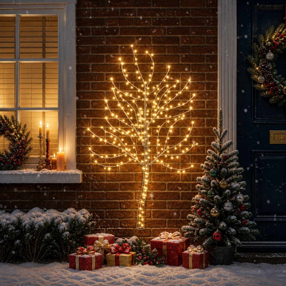 vidaXL LED-julgran för vägg 150 cm 140 LED-lampor Varmvit Stål Svart
