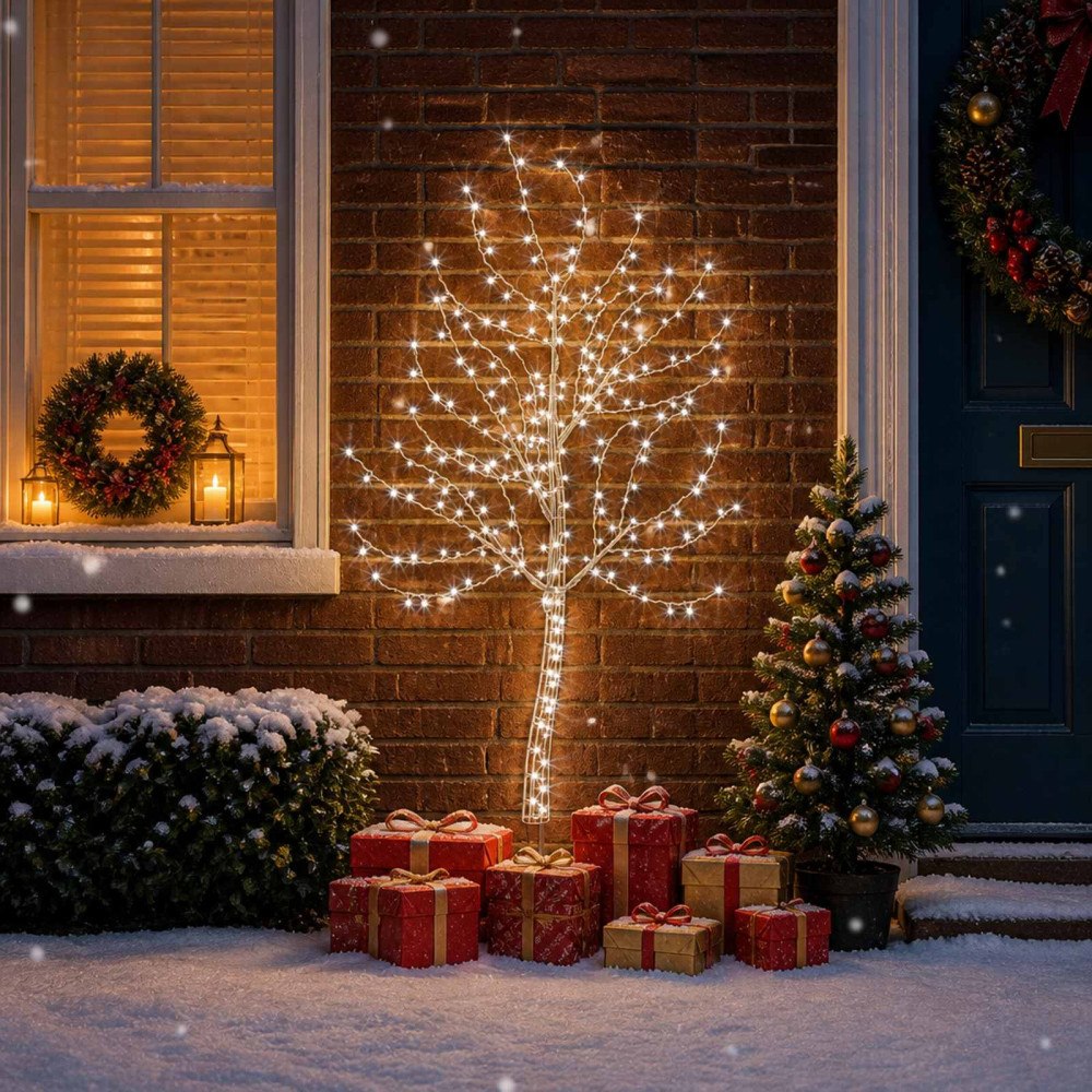 vidaXL LED-julgran för vägg 150 cm 140 LED-lampor Kallvit Stål Svart