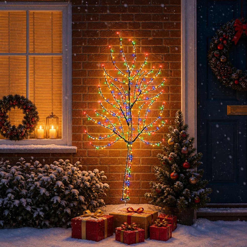 vidaXL LED-julgran för vägg 150 cm 140 LED-lampor Mångfärgad Stål