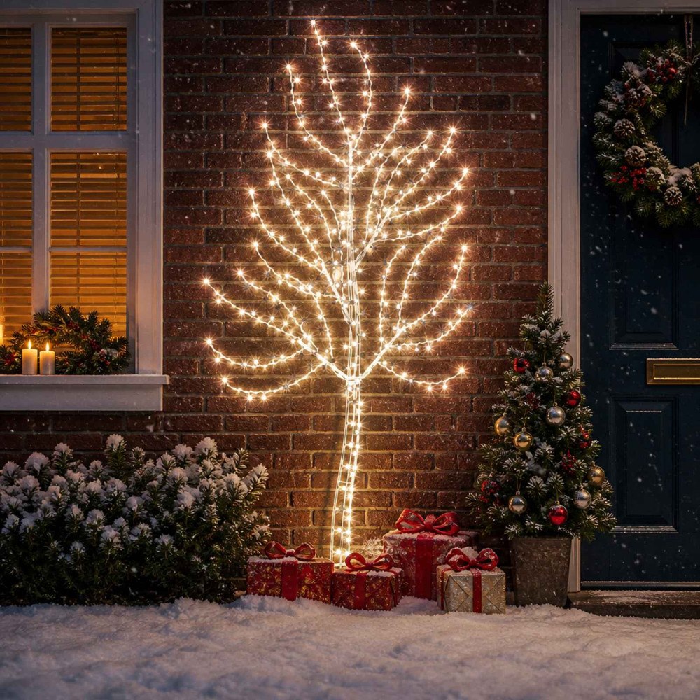 vidaXL LED-julgran för vägg 180 cm 200 LED-lampor Kallvit Stål Svart