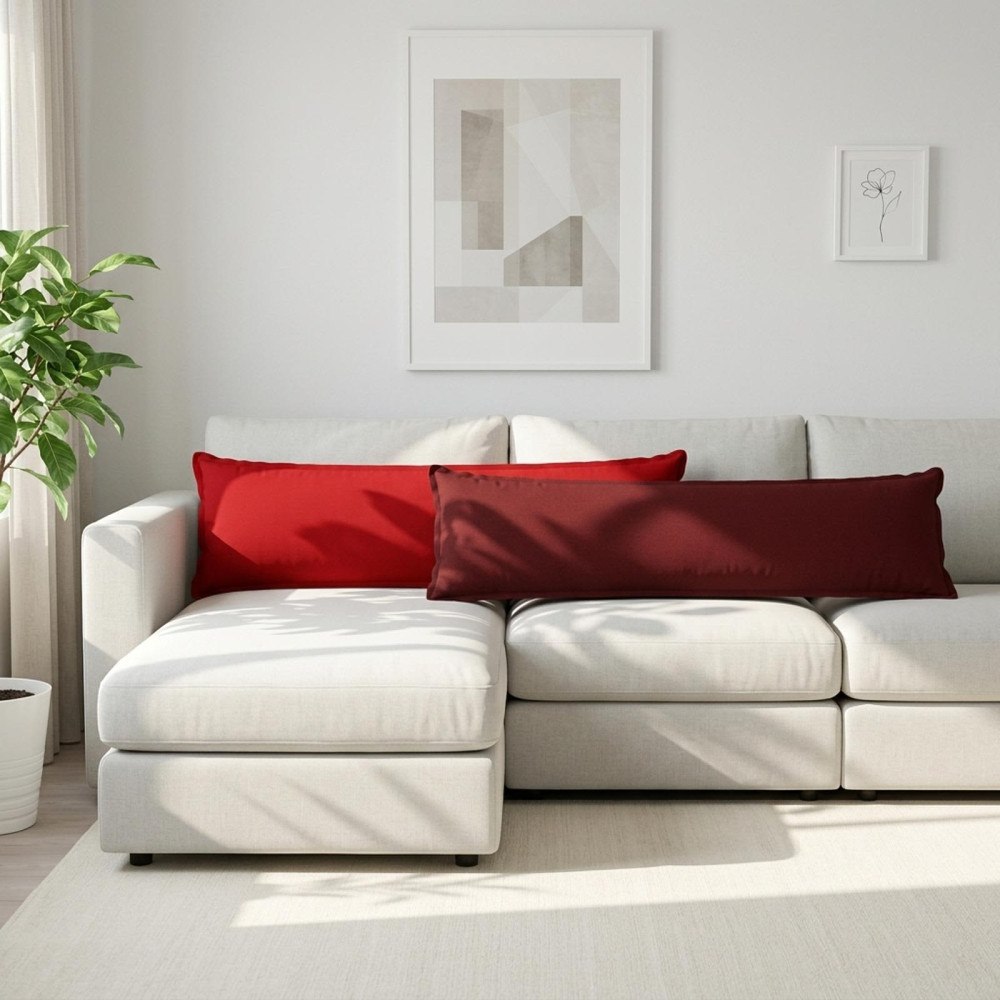 vidaXL Kudde med kudde HOUTEN Vinröd 40 x 145 cm Faux Linne