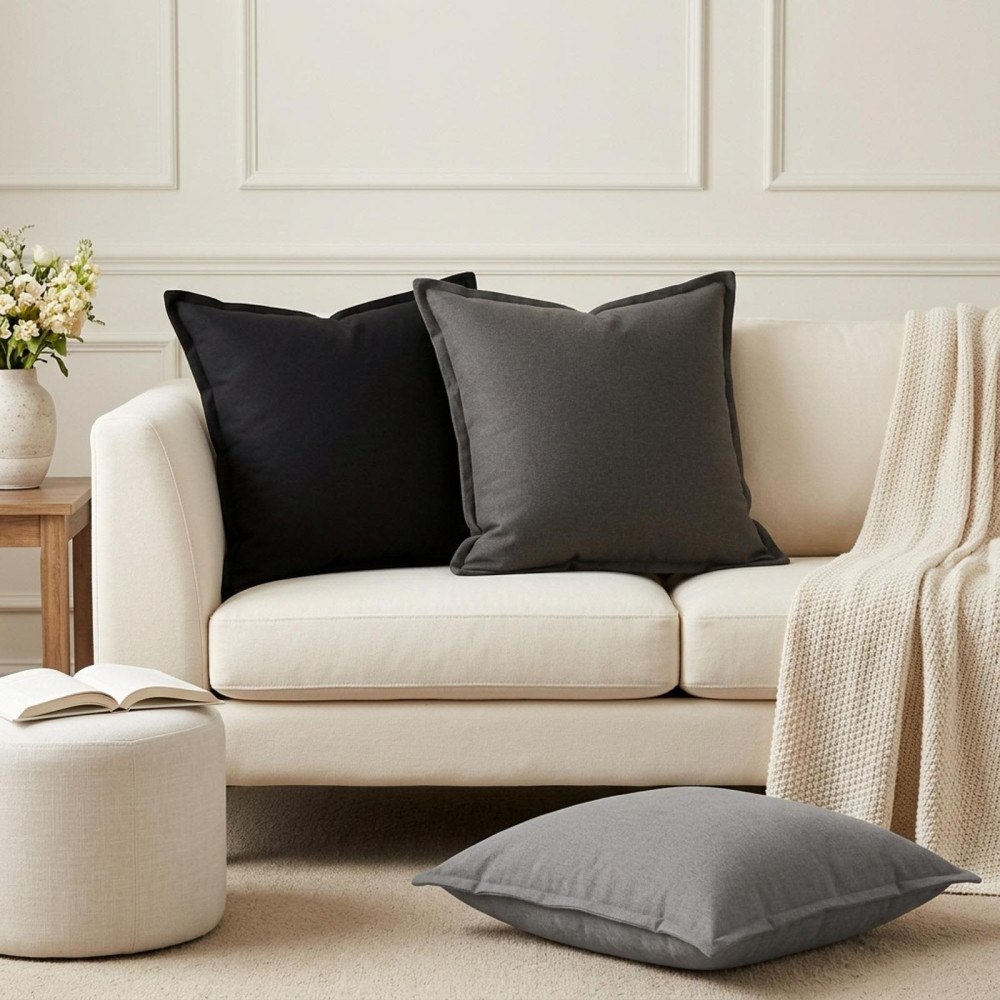 vidaXL Kudde med kudde HOUTEN 2 st Ljusgrå Faux Linne