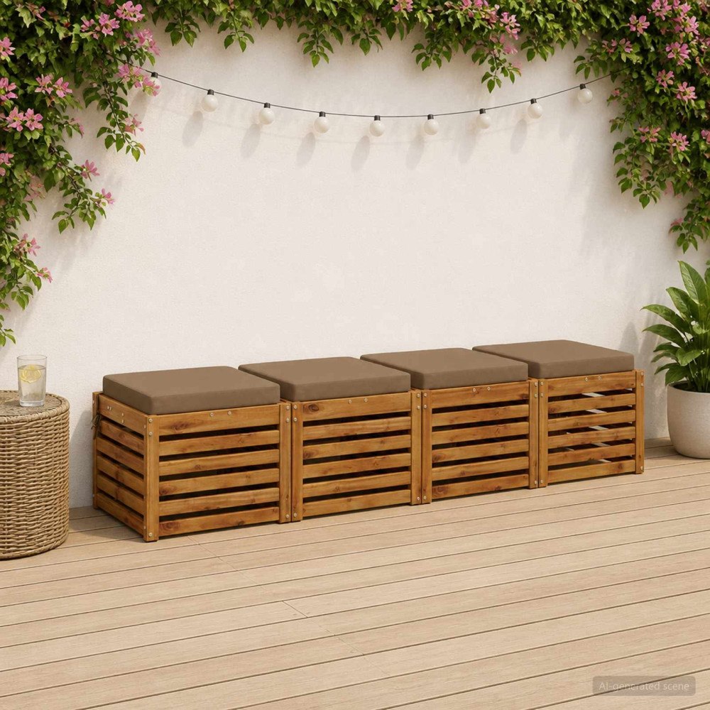 vidaXL Sittkuddar SOEST 4 st 100% Polyester Taupe 50 x 50 x 7 cm