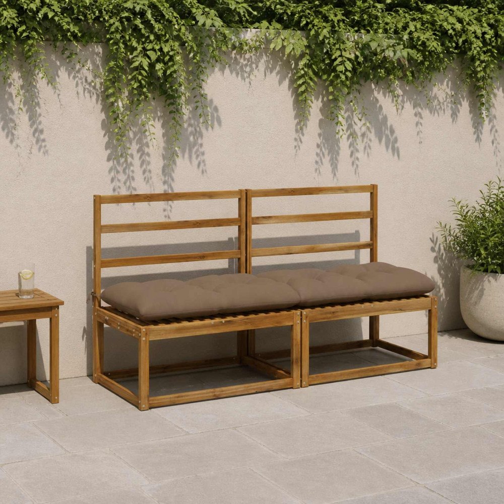 vidaXL Bänk Kuddar VIANEN 2 st 100% Polyester Taupe 160 x 50 x 12 cm