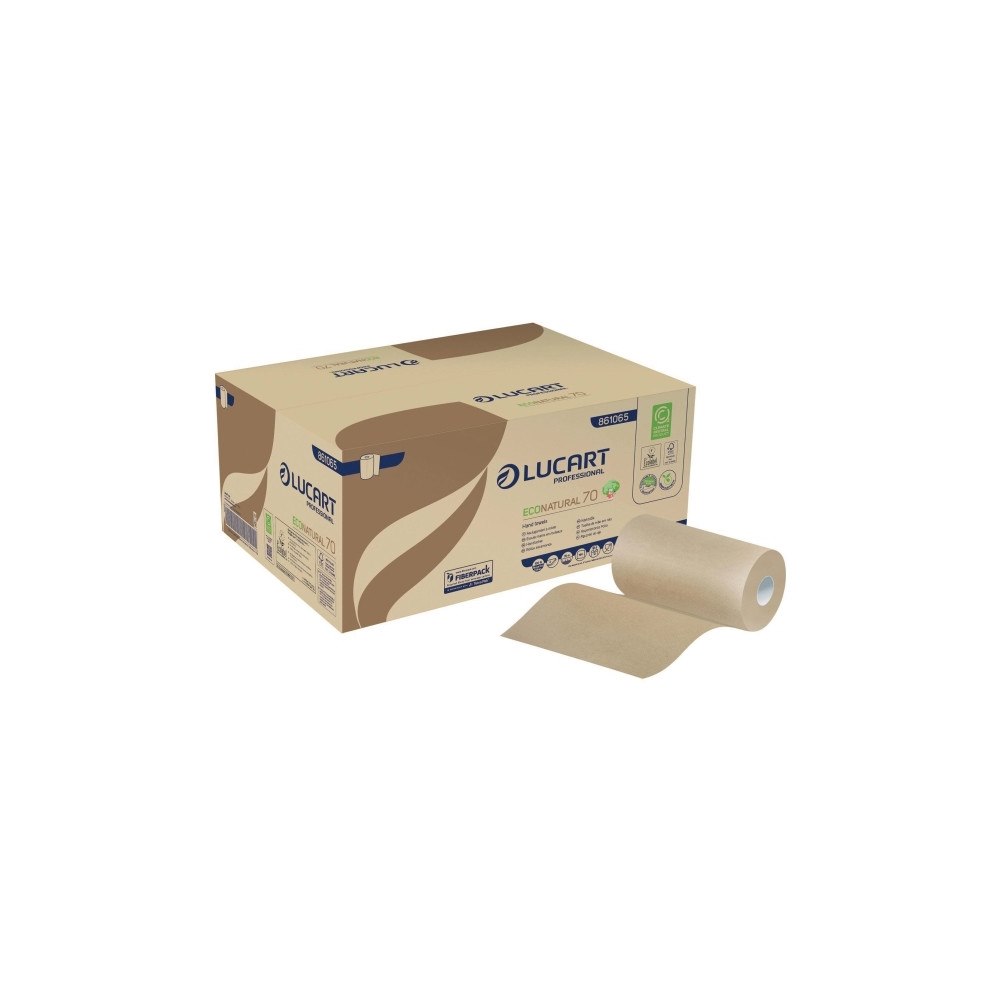 LUCART Handduksrulle, Lucart EcoNatural, 70 m, förpackning med 12 s...